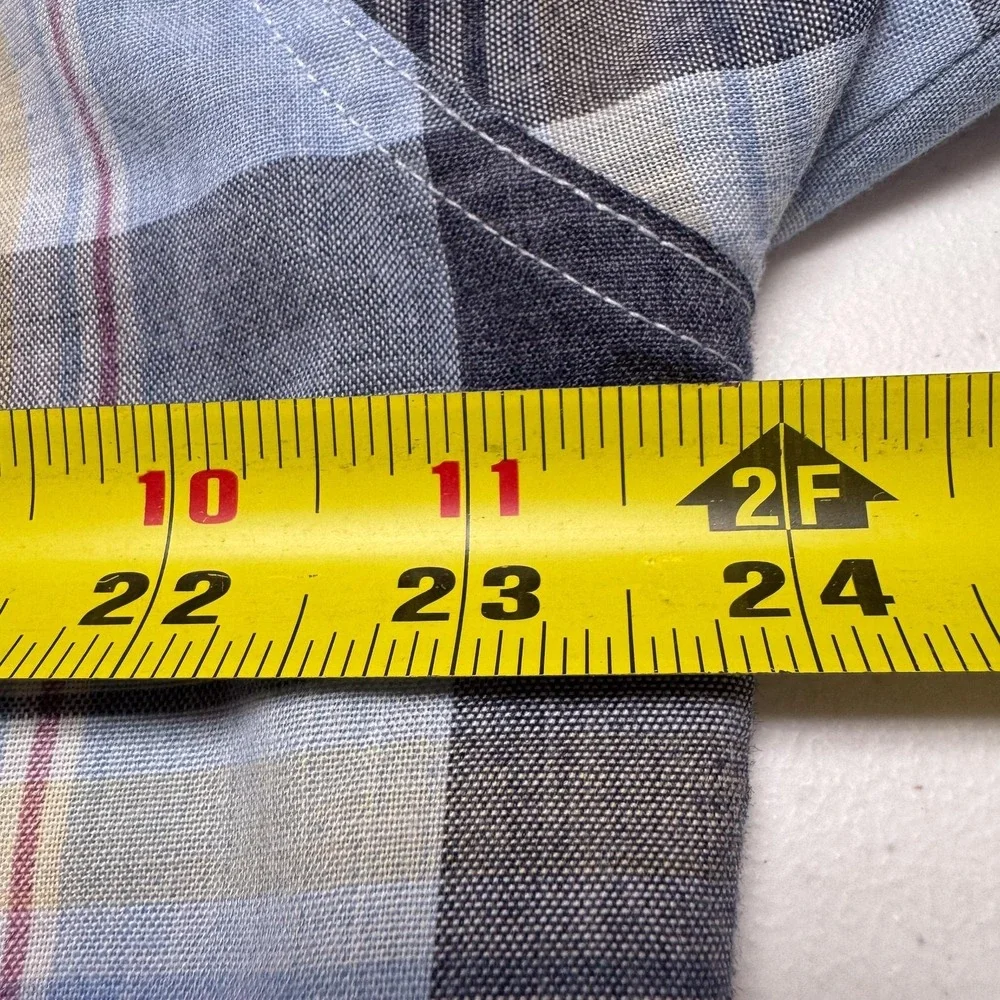 VTG Levis Shirt Mens Large Blue Yellow Plaid Button Up Long Sleeve Western Korea
